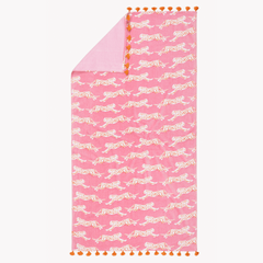 Leaping Leopard Beach Towel - Pink Sugar