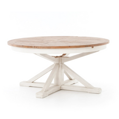 Callum Round Extension Table - Limestone & White