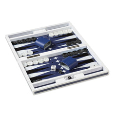 Lacquer Backgammon Set in Blue & White Game 