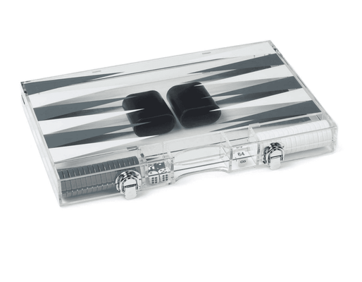 Acrylic Backgammon Set in Grey & White