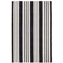 Birmingham Striped Woven Cotton Rug - Black
