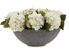 White Hydrangea Arrangement in French Cement Bowl Floral 