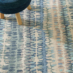 Paint Chip Micro Hooked Wool Rug - Blue