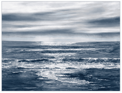An Early Evening Ocean - Framed Canvas Art 