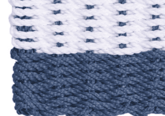 Rope Doormat - Federal Blue & White Shoreline Stripe
