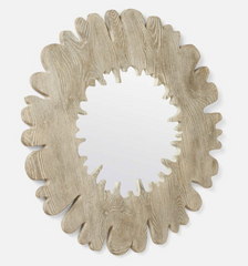 Gower Flat Pine Whitewashed Round Mirror