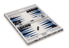 Blue & White Marble Lacquer Backgammon Game 
