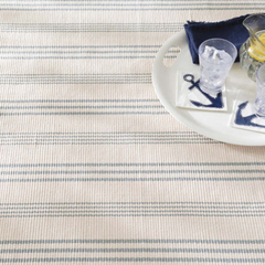 Swedish Stripe Woven Cotton Rug - Light Blue