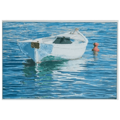 White Row Boat with Red Buoy Giclee Art 