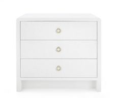 Brynne Bedside Lacquered Linen Chest -White