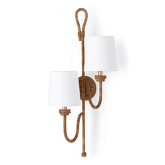 Woven Rattan Sconce - Double Sconce 