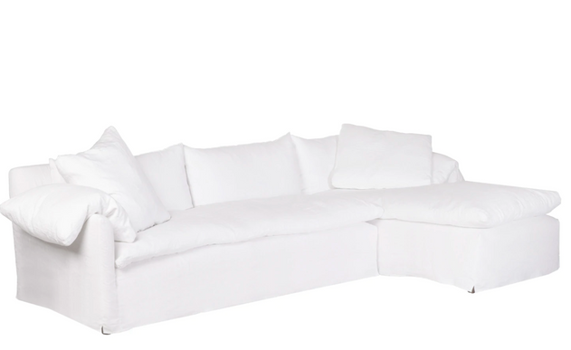 Bali Slipcovered Sectional 139in x 68in w/ LAF Chaise Lounge