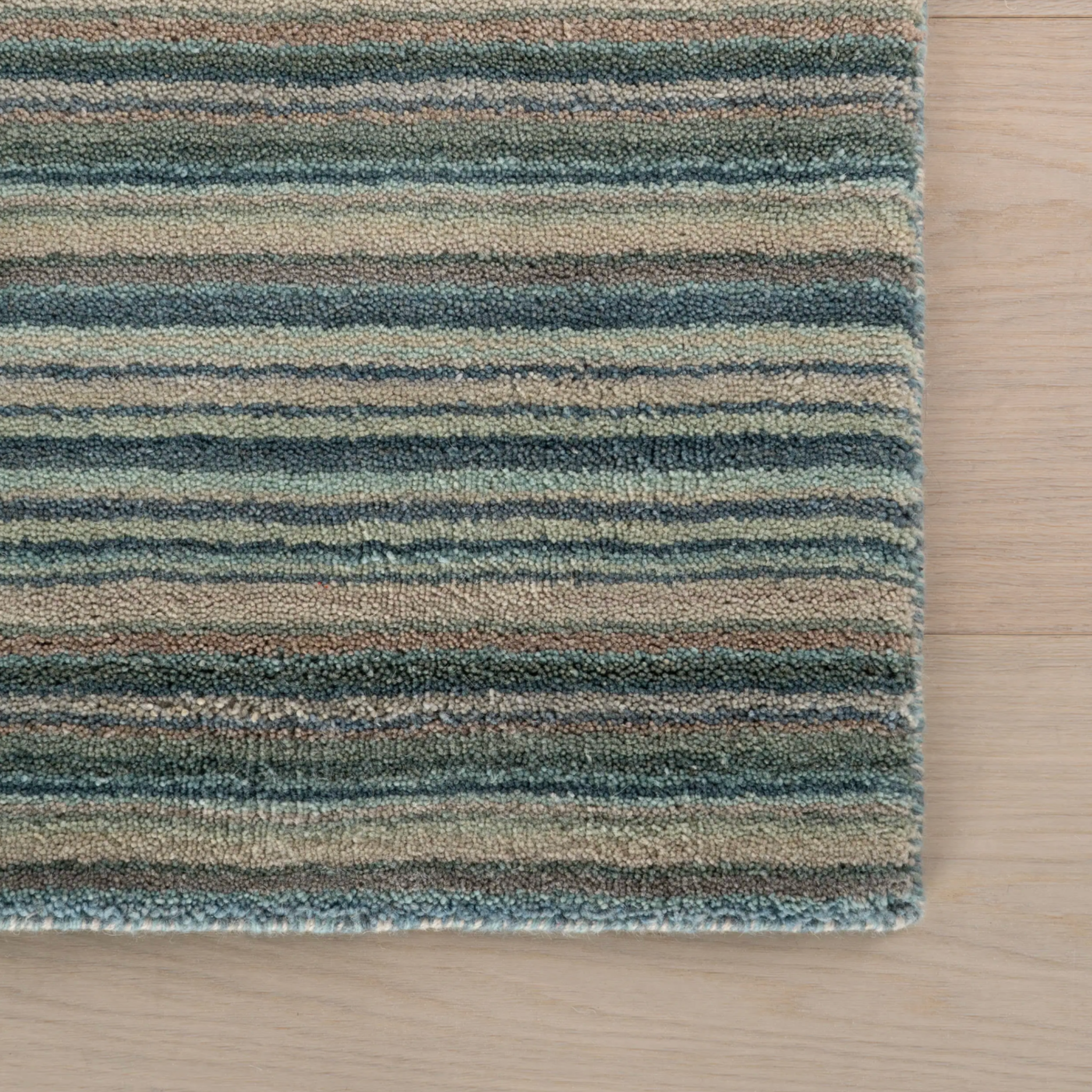 Brindle Stripe Hand Loom Knotted Wool Rug - Blue