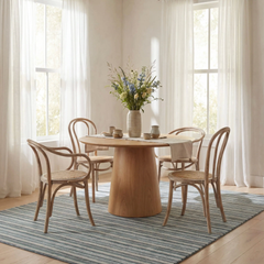 Brindle Stripe Hand Loom Knotted Wool Rug - Blue