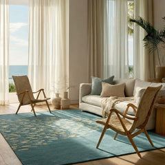 School of Fish Wool Rug - Nautical Fish Pattern Wool Area Rug, Blue, Beige and Natural, Multiple Sizes Including Round and Runner (Copy)