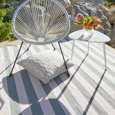 Catamaran Stripe Indoor/Outdoor Rug - Light Blue & Ivory - Our Boat House