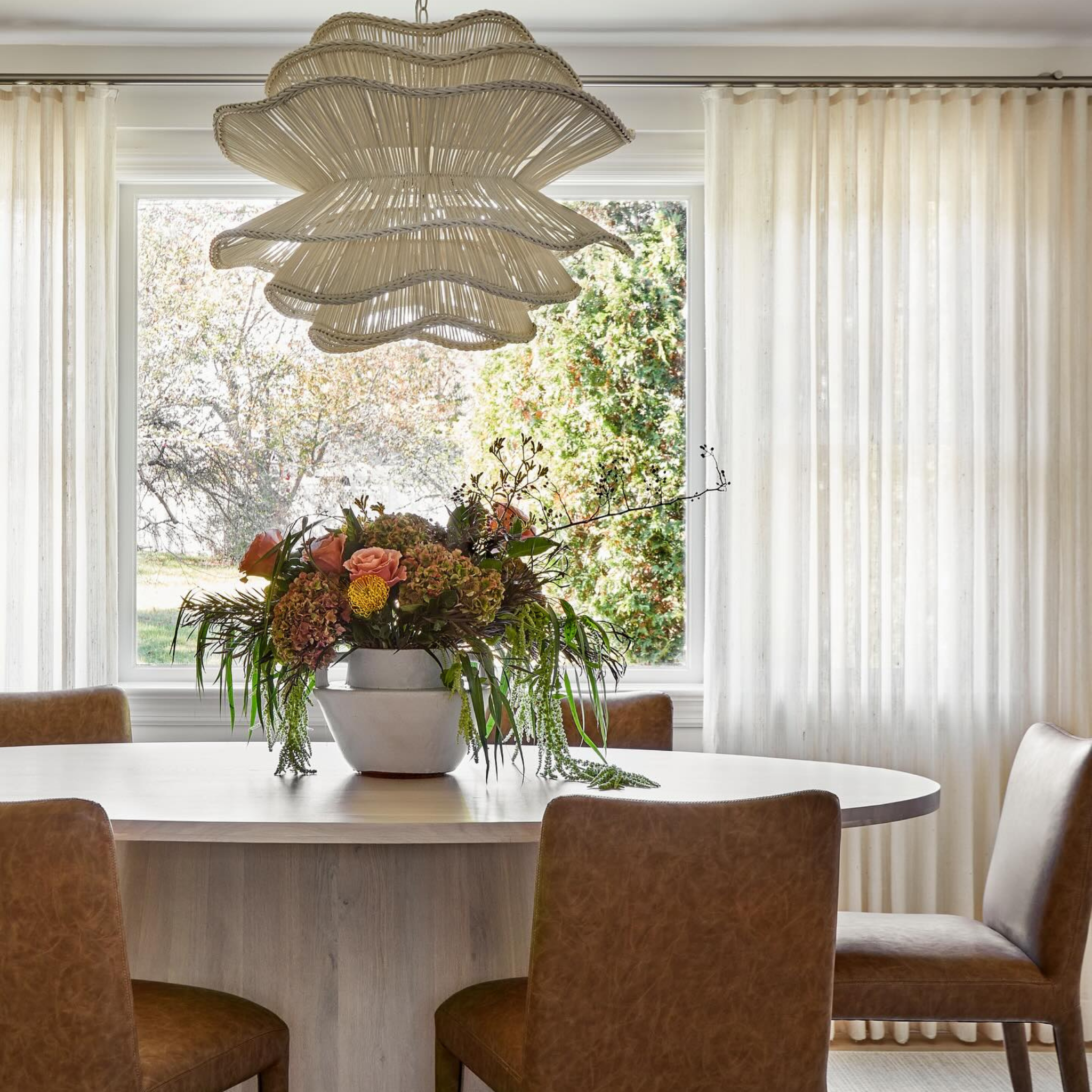 Elba Rattan Chandelier in White Rattan - Three Sizes