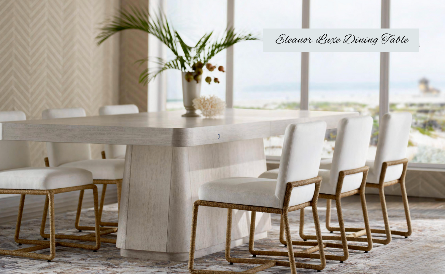Dining table set with chairs in a modern interior setting from Our Boat House