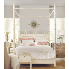 Four Poster Bamboo Bed in Fresh White