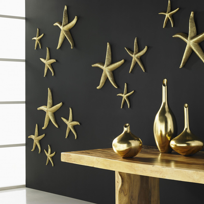 Gold Starfish Wall Art Set - Three Sizes