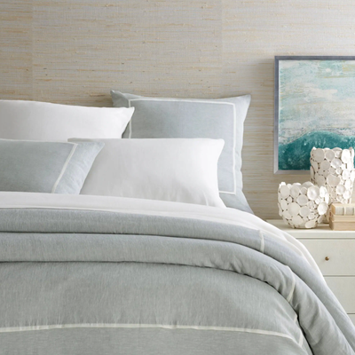 Keaton Linen Duvet Cover - Sky