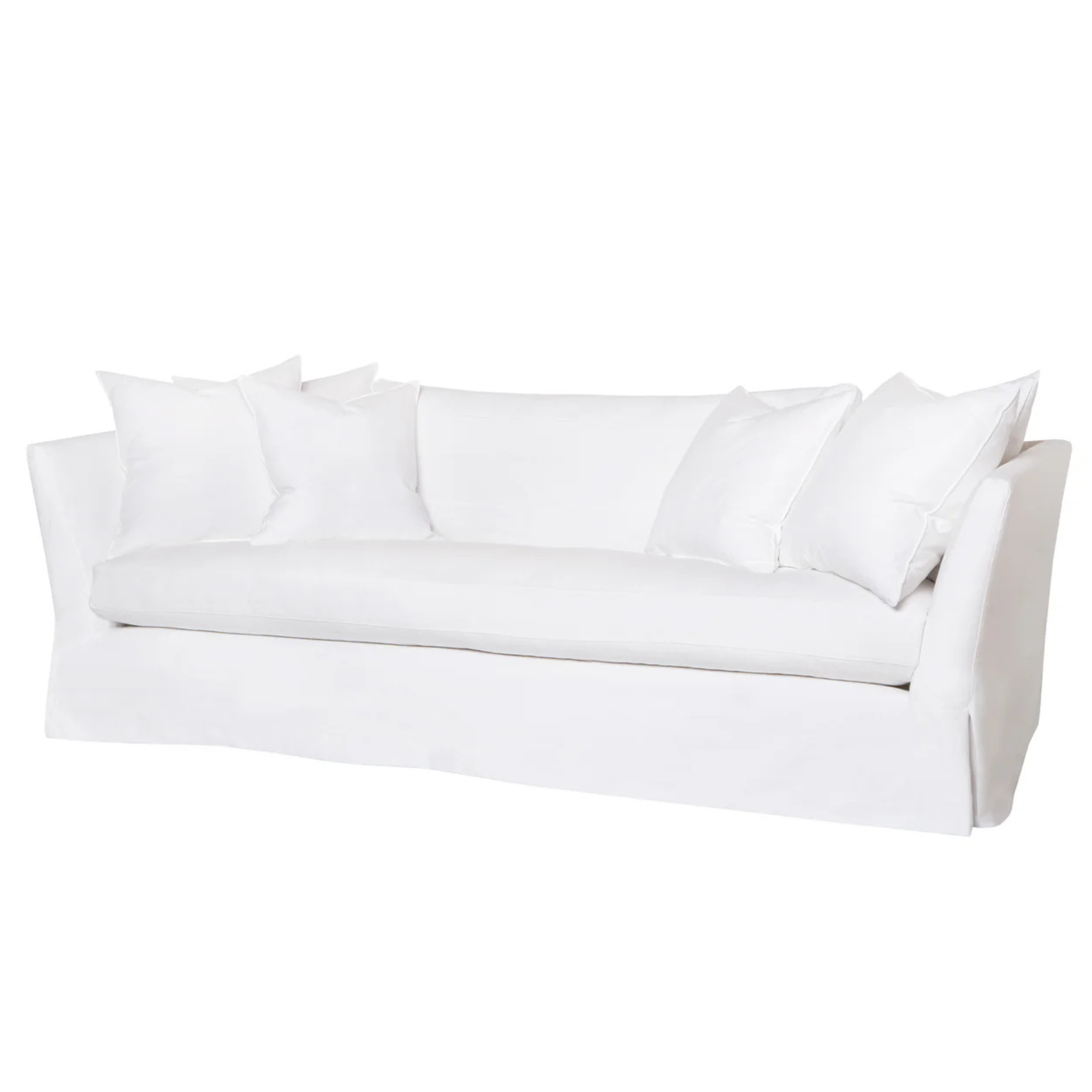 White bed sheets and pillows on a white background