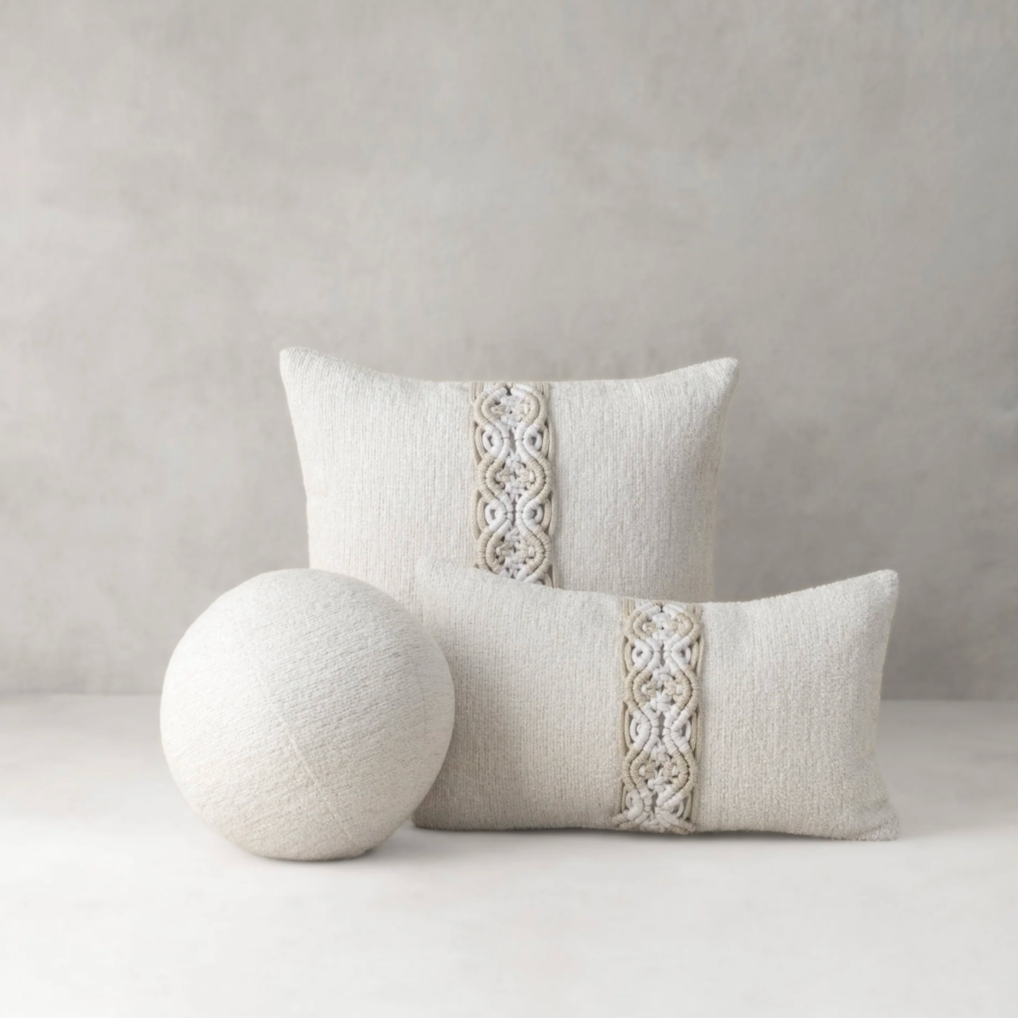 Oyster Macrame Indoor/Outdoor Pillow
