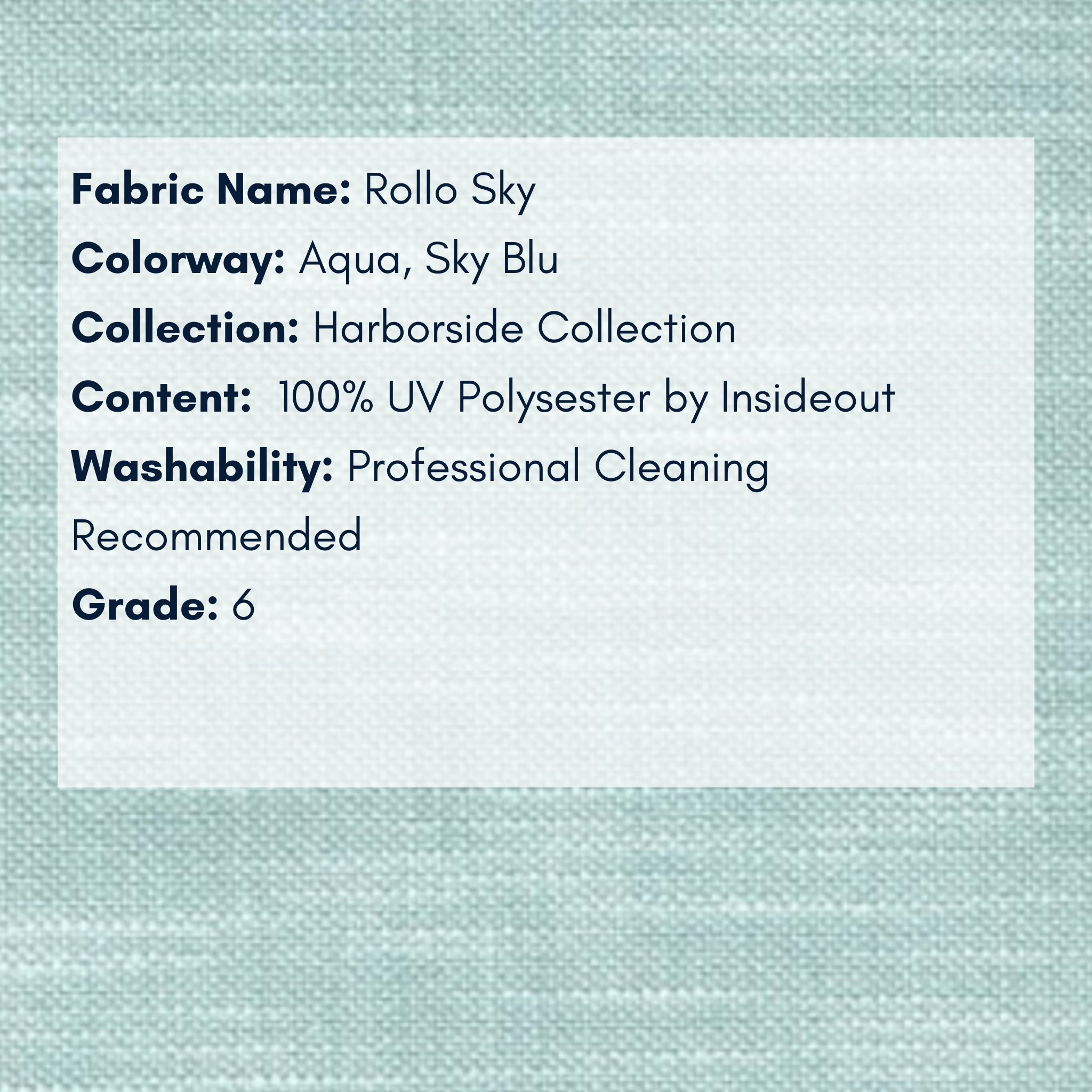 Fabric Swatch: Rollo Sky - Harborside Collection