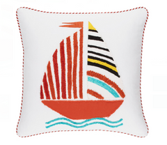 Smooth Sailing Applique Red Decorative Pillow