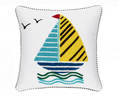 Sailboats With Birds Yellow Decorative Pillow
