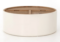 Corbett Drum Coffee Table w/Storage Trays - Cream