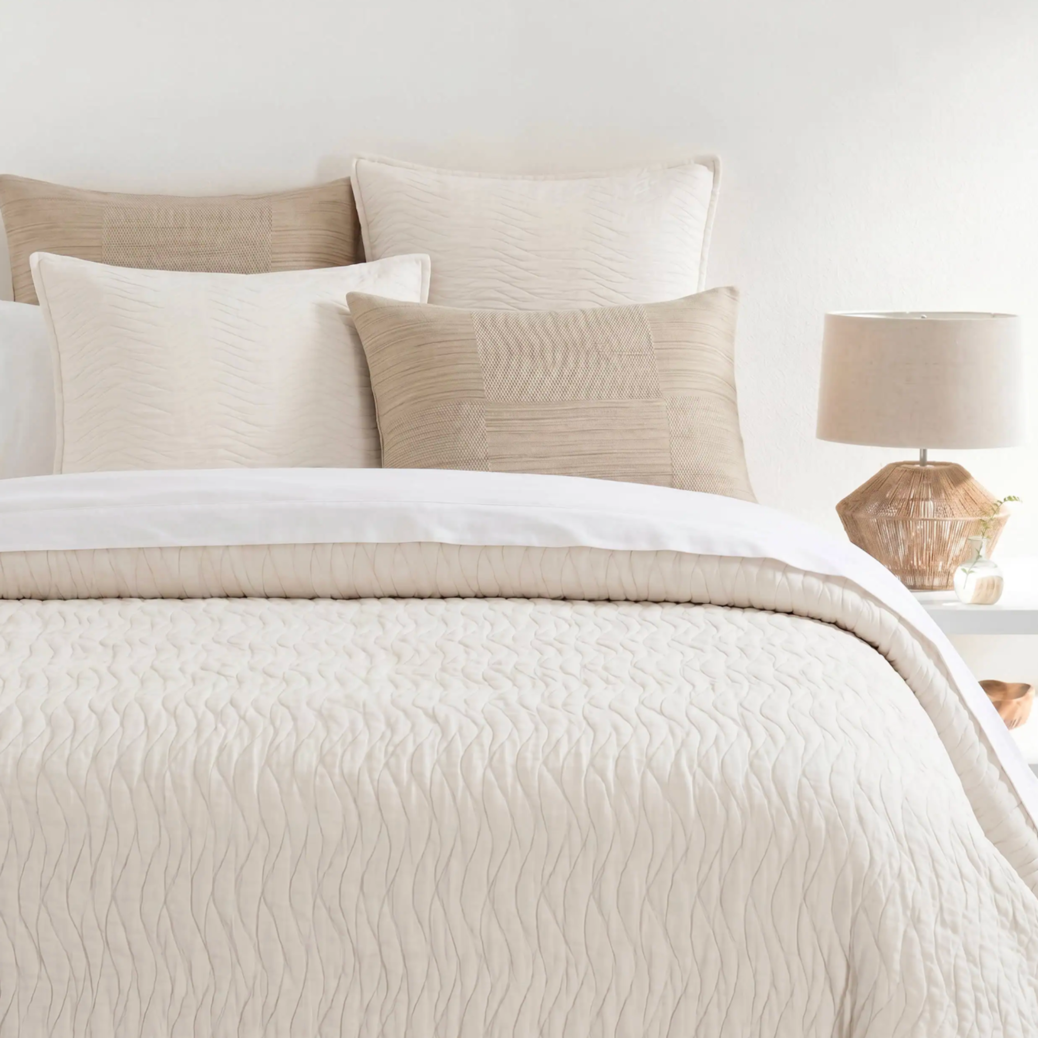 Shores Gauze Quilted Sham - Dove White