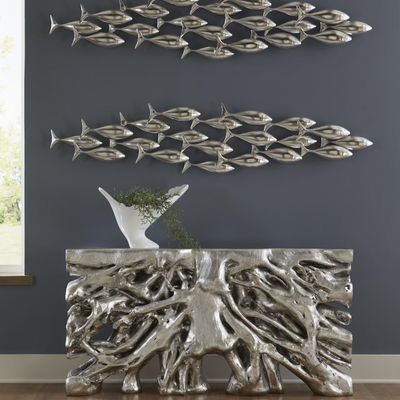 Silver Leaf School of Fish Wall Decor