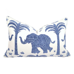 Darby Blue Elephant Lumbar Pillow