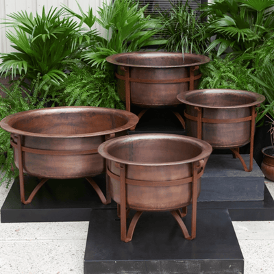 Acadia Rustic Copper Fire Pit on Stand - Various Sizes - Our Boat House