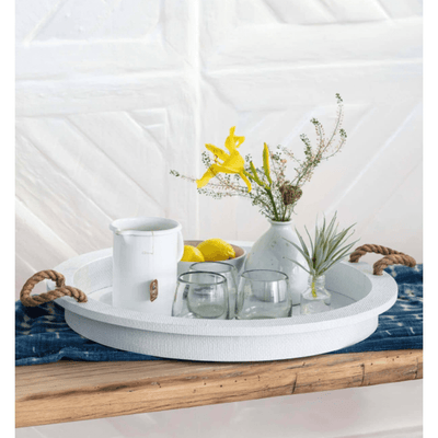 Aegean Serving Tray in White - Our Boat House