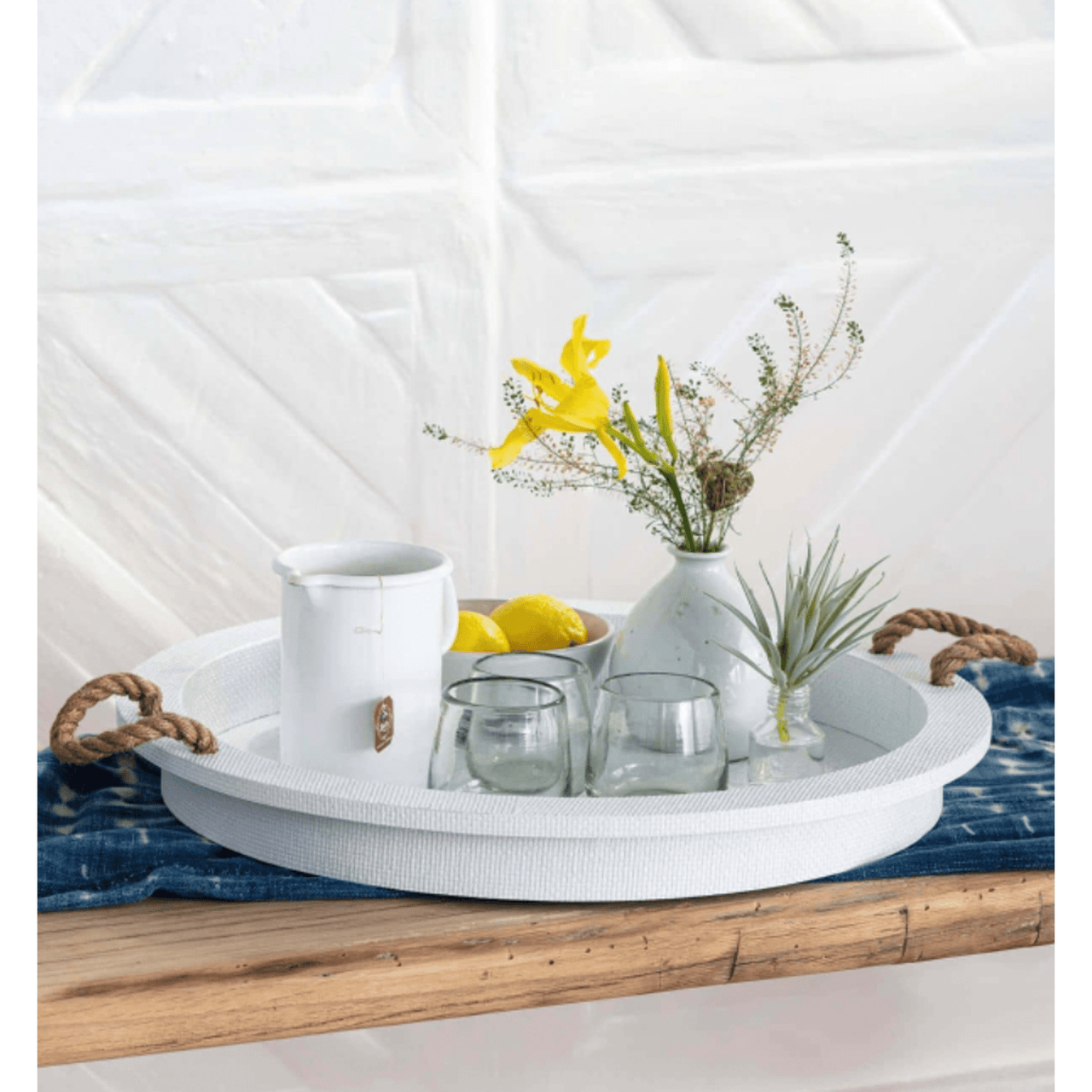 Aegean Serving Tray in White - Our Boat House