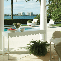 Aimee Scalloped Aluminum Outdoor Console Table - Our Boat House