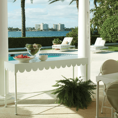 Aimee Scalloped Aluminum Outdoor Console Table - Our Boat House