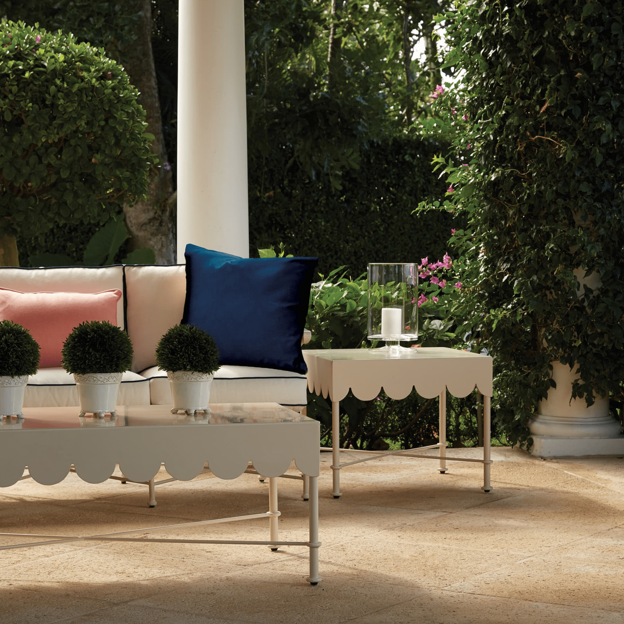 Aimee Scalloped Aluminum Outdoor End Table - Our Boat House