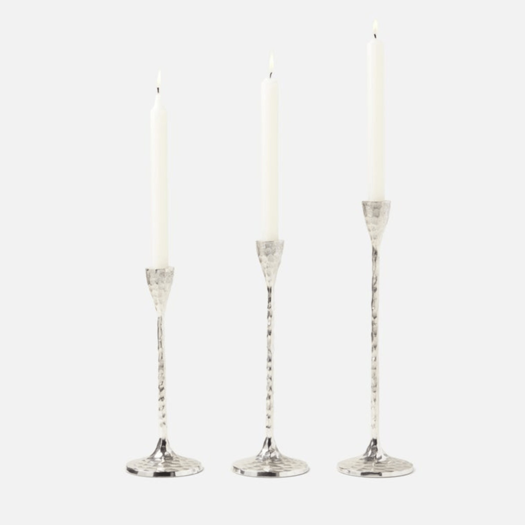 Alina Silver Candle Holders - Set of Three - Our Boat House