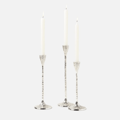 Alina Silver Candle Holders - Set of Three - coastal inspired home furnishing