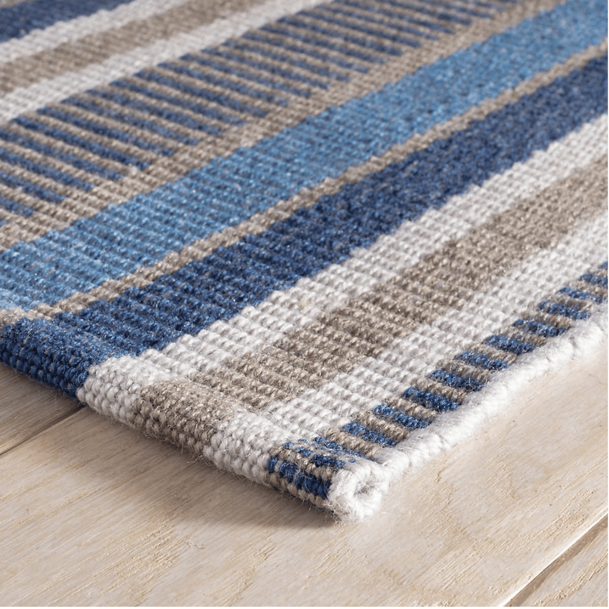 Always Greener Indoor/Outdoor Rug - Blue & Grey Stripe - Our Boat House