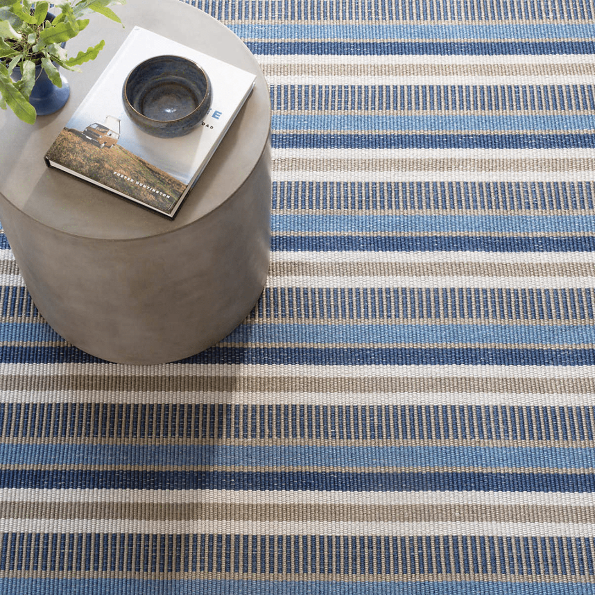 Always Greener Indoor/Outdoor Rug - Blue & Grey Stripe - Our Boat House