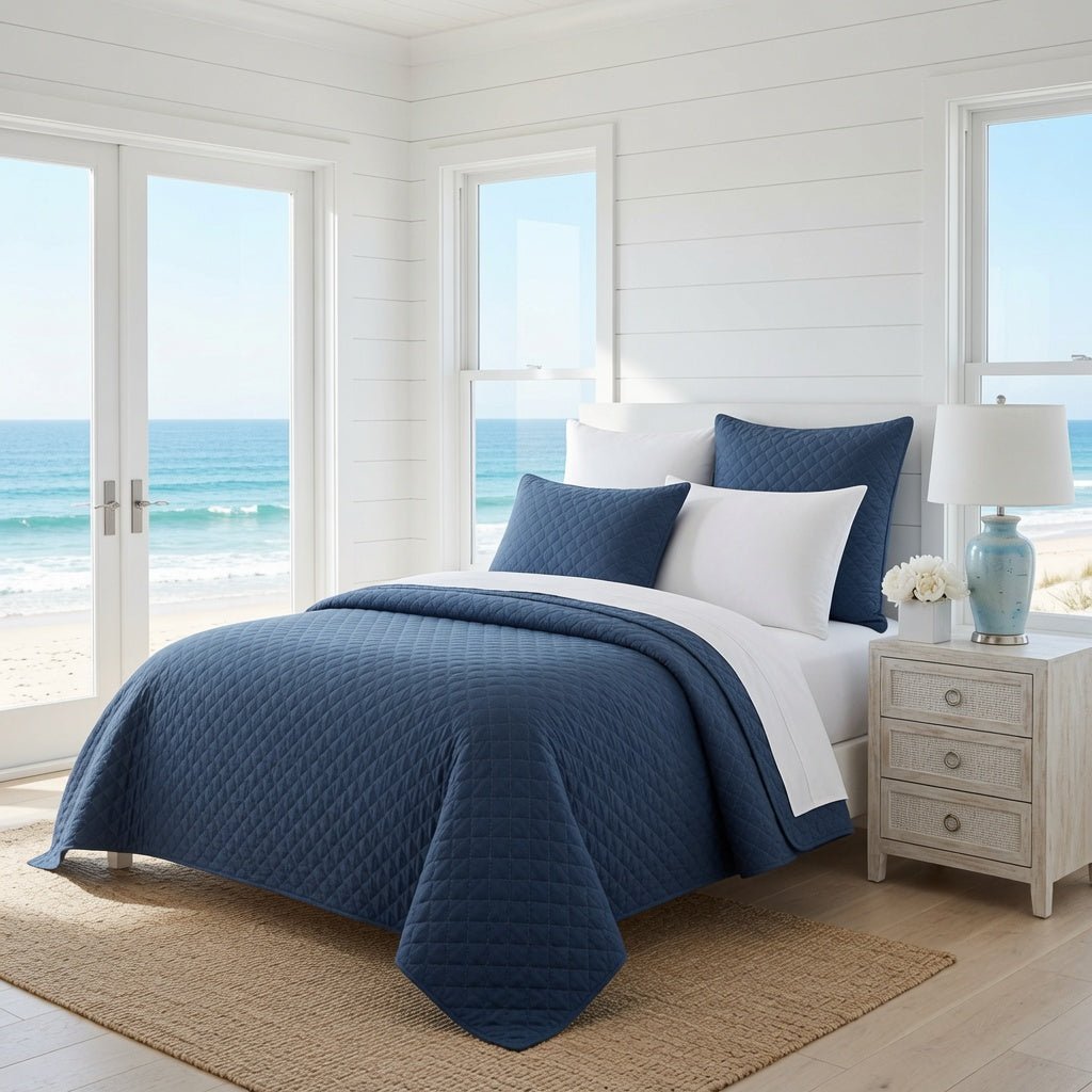 Amity Quilted Sham - Navy - Our Boat House