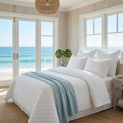Amity Quilted Sham - White - Our Boat House