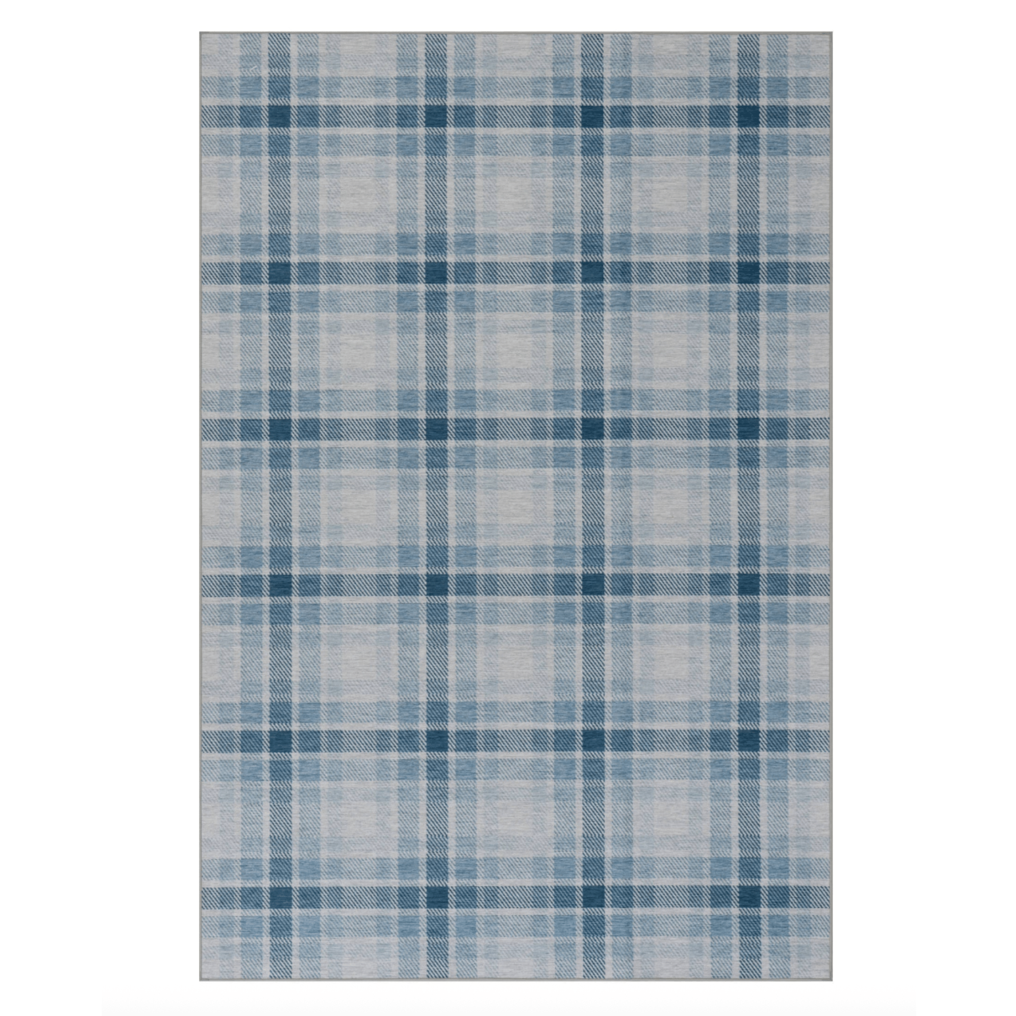 Andri Blue Modern Plaid Machine Washable Rug - Our Boat House