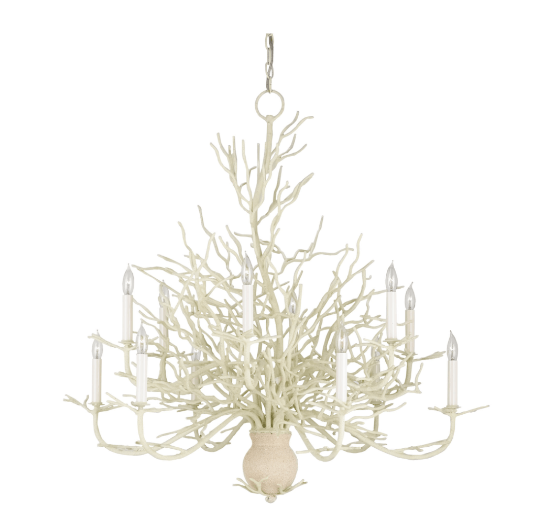 Antique White Coral Large 12 - Light Chandelier - Our Boat House