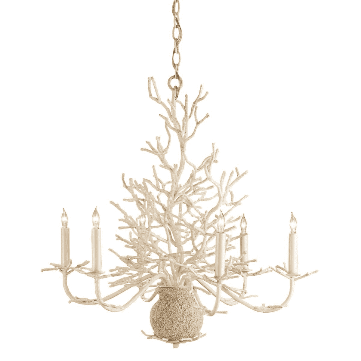 Antique White Coral Small 6 - Light Chandelier - Our Boat House