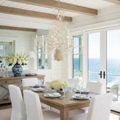 Antique White Coral Small 6 - Light Chandelier - Our Boat House